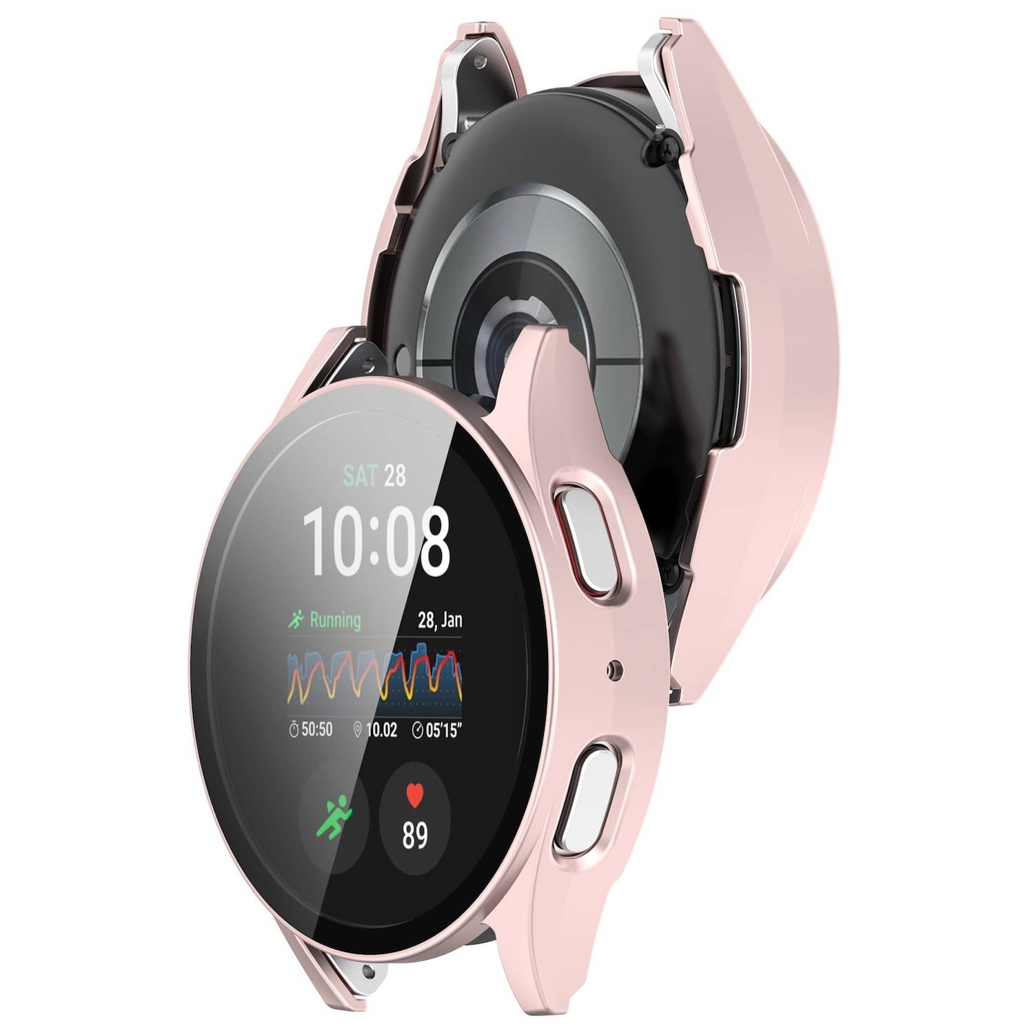 Für Samsung Galaxy Watch 7 40mm Kunststoff Hülle + Hart Glas Rose Gold