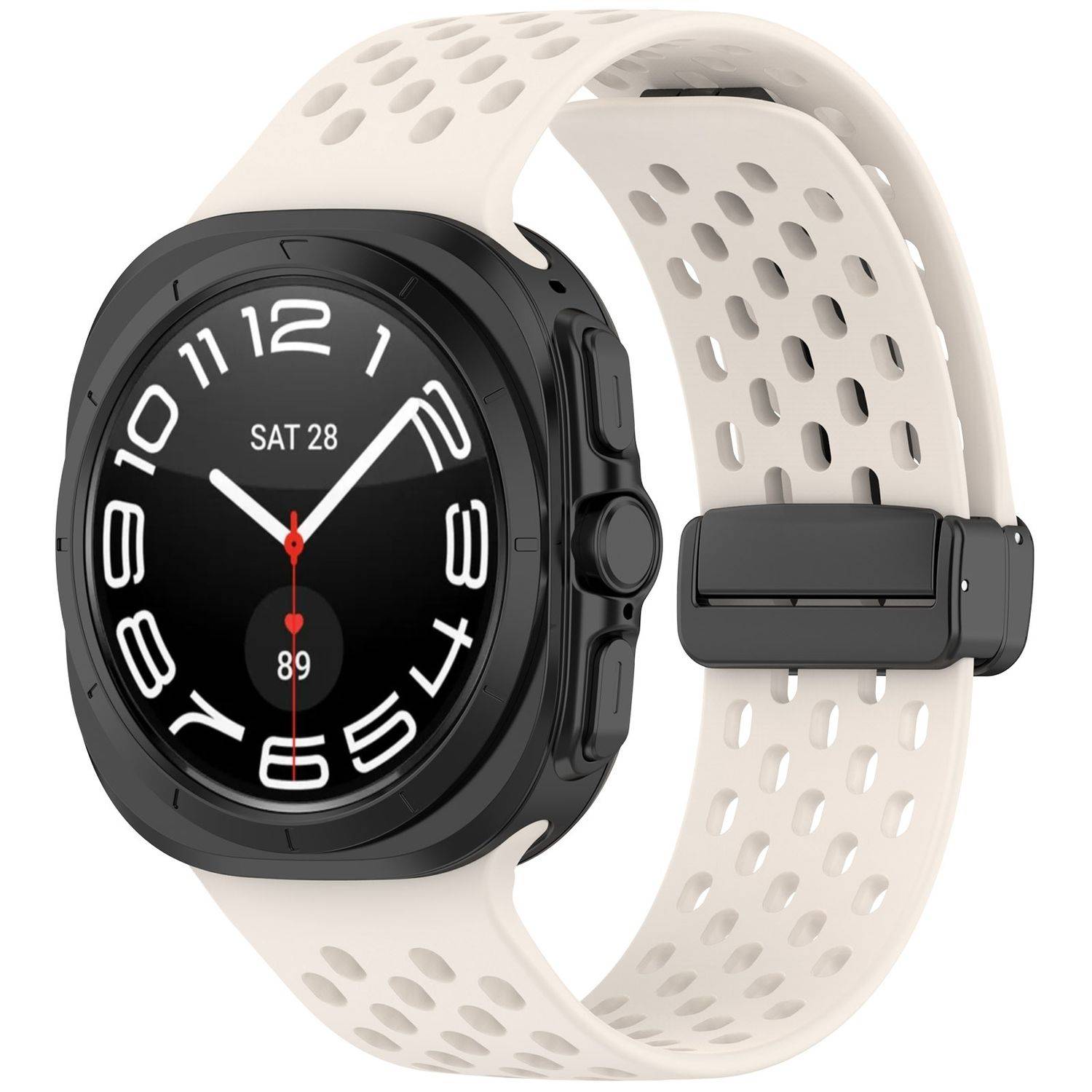 Für Samsung Galaxy Watch Ultra 47mm Silikon Magnetisch Armband Beige