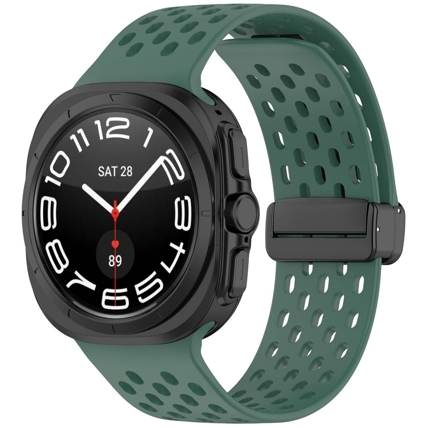 Für Samsung Galaxy Watch Ultra 47mm Silikon Magnetisch Armband D- Grün