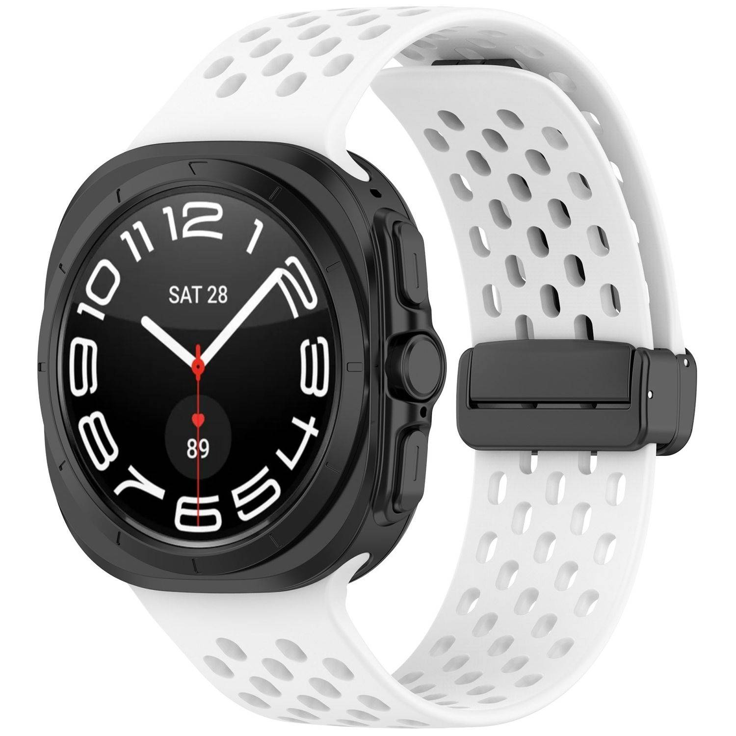 Für Samsung Galaxy Watch Ultra 47mm Silikon Magnetisch Armband Weiß