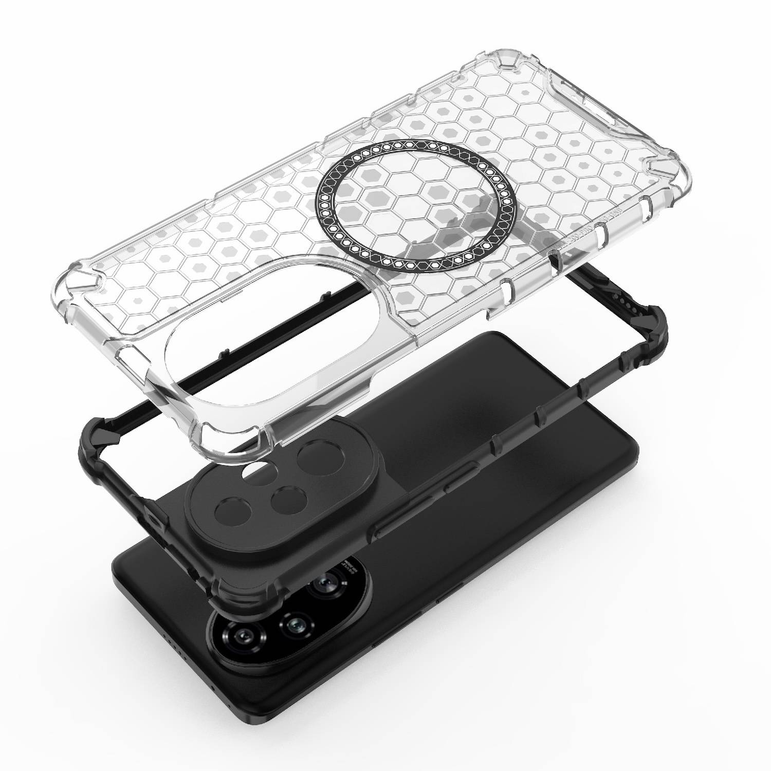 Für Honor 200 Pro Design Hybrid TPU Magnet Ring Schutz Hülle Schwarz