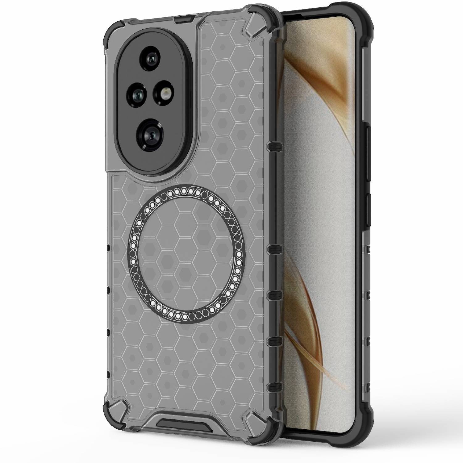Für Honor 200 Pro Design Hybrid TPU Magnet Ring Schutz Hülle Schwarz