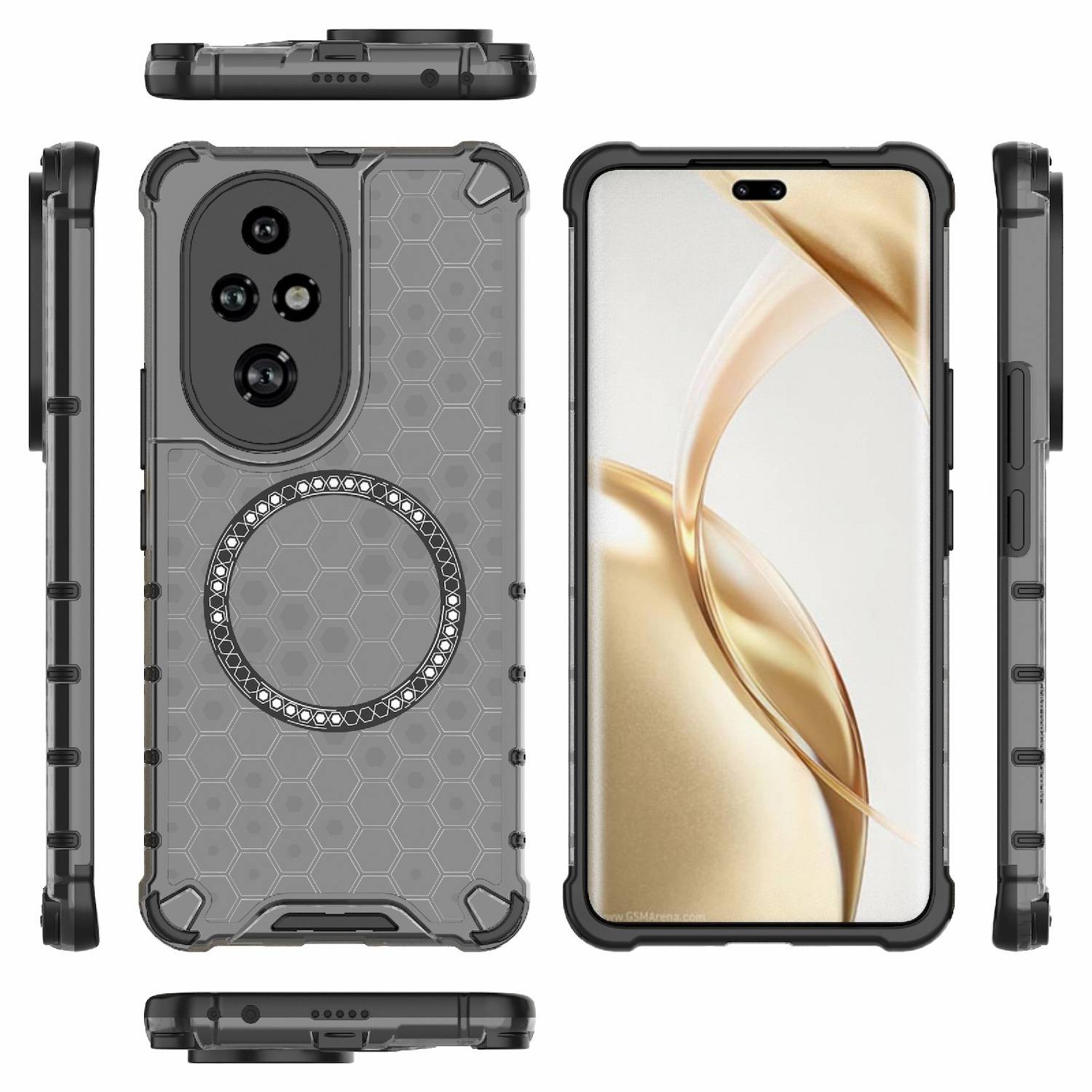 Für Honor 200 Pro Design Hybrid TPU Magnet Ring Schutz Hülle Schwarz