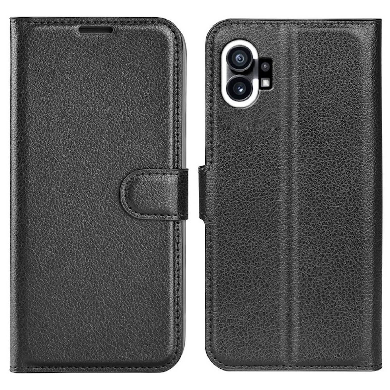 Für Nothing Phone 1 Kunst-Leder Book Wallet Schutz Case Tasche Schwarz