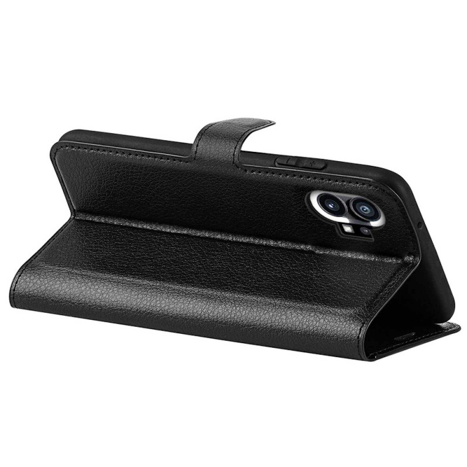 Für Nothing Phone 1 Kunst-Leder Book Wallet Schutz Case Tasche Schwarz