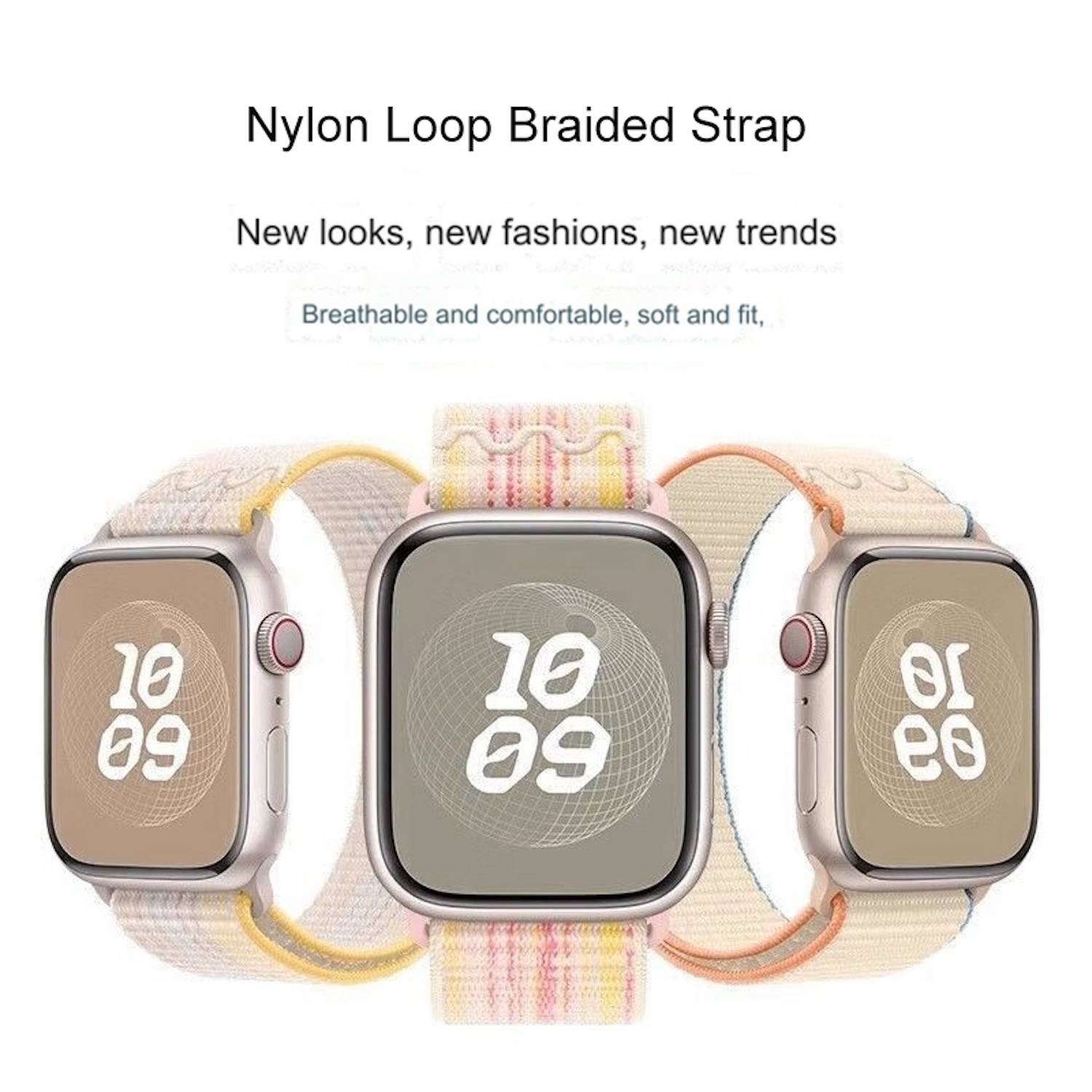 Für Apple Watch SE 2023 40mm Design Nylon Klettverschluss Arm Band M12