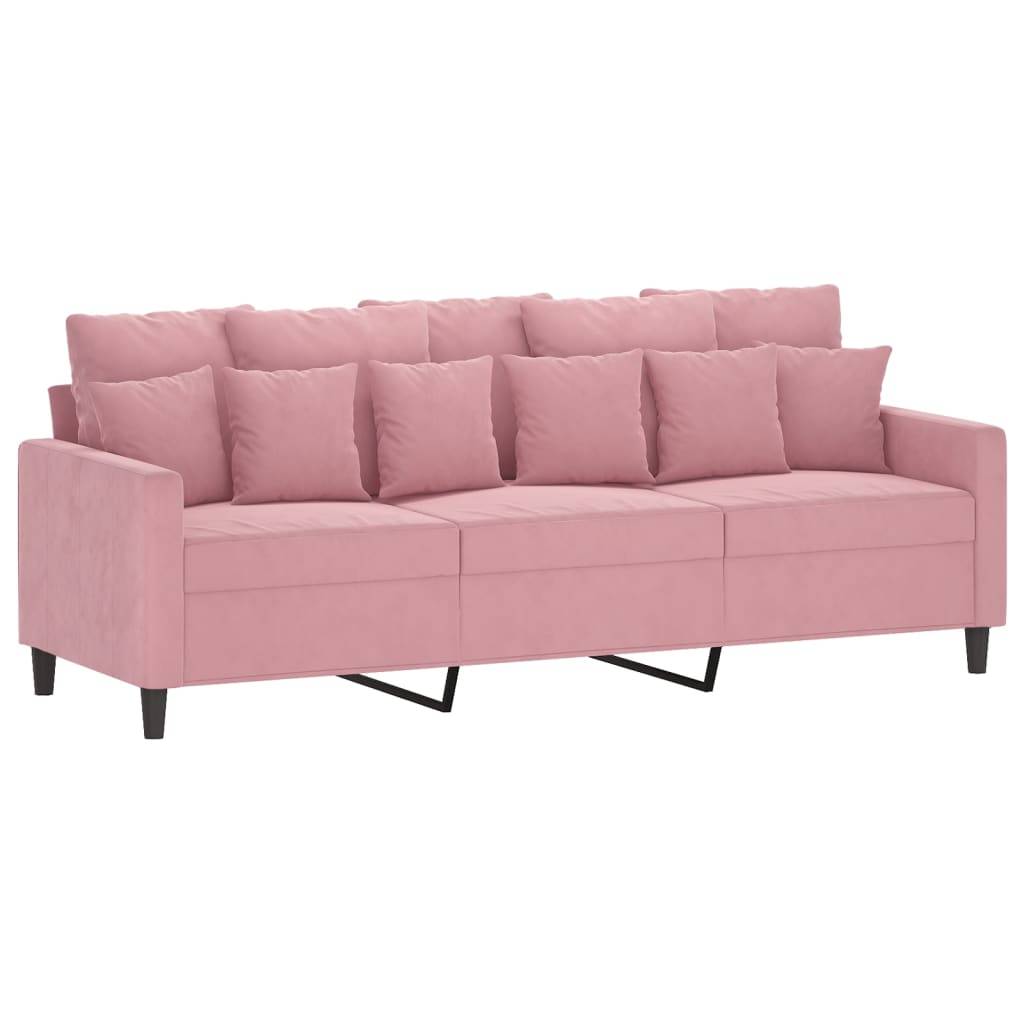vidaXL 3-Sitzer-Sofa mit Hocker Rosa 180 cm Samt