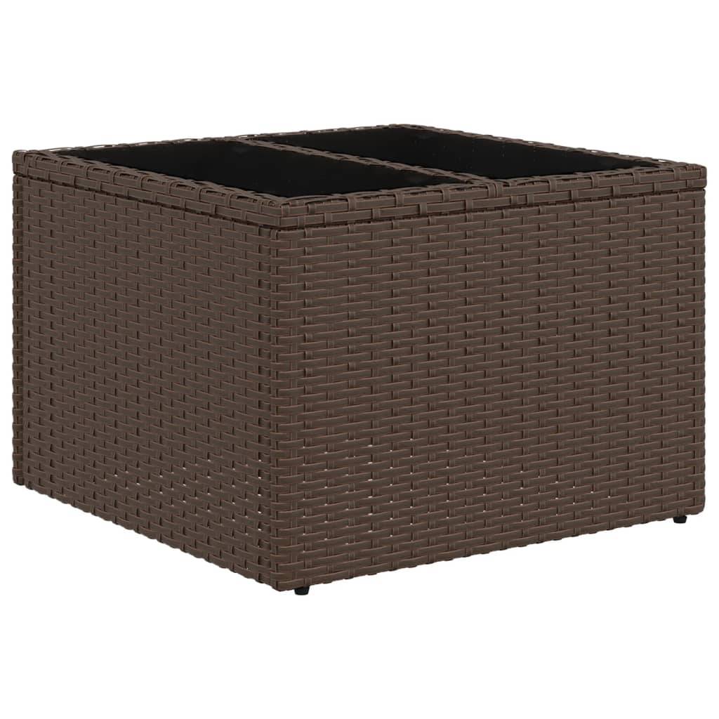 vidaXL Gartentisch mit Glasplatte Braun 55x55x37 cm Poly Rattan