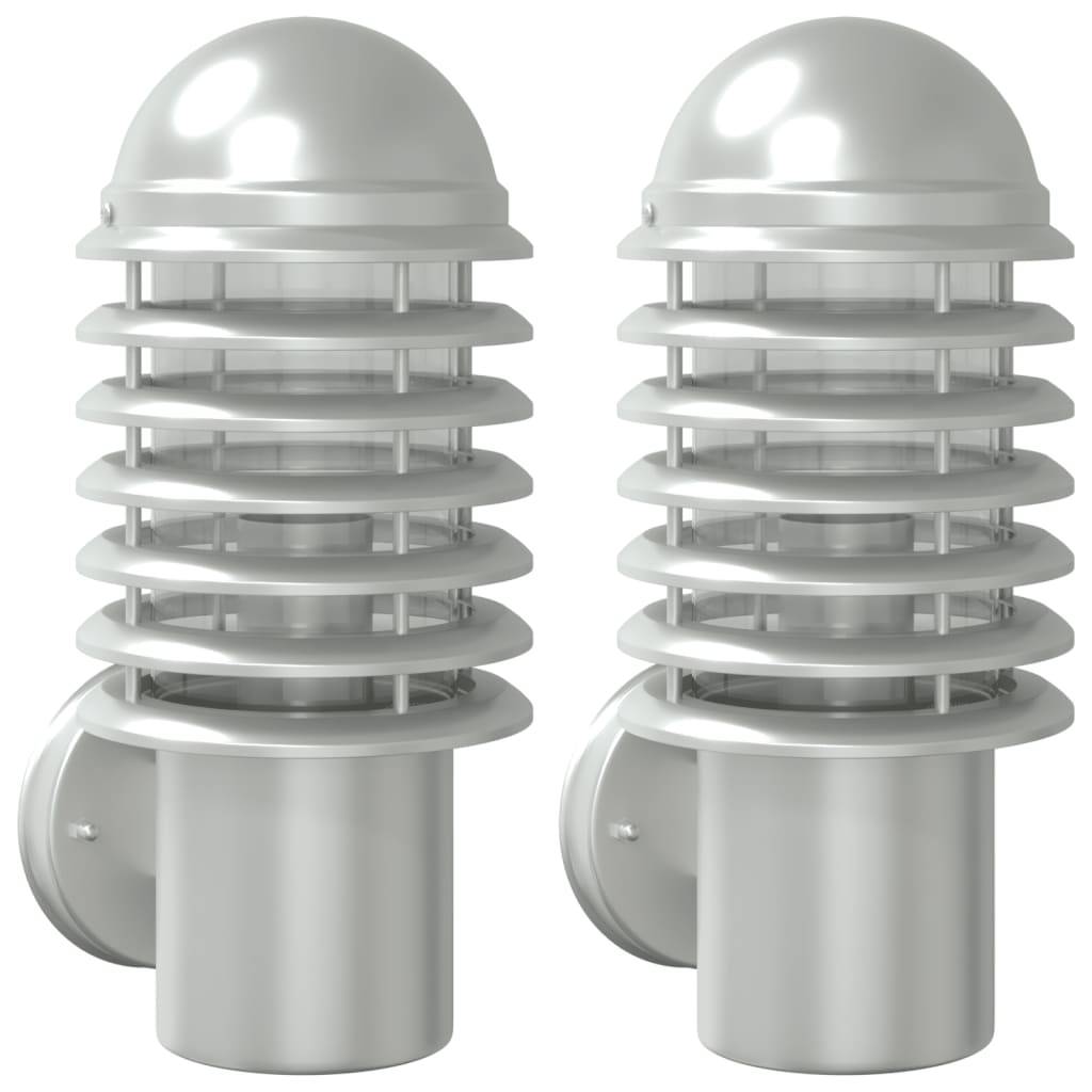 vidaXL Außenwandleuchten 2 Stk. Silbern Edelstahl