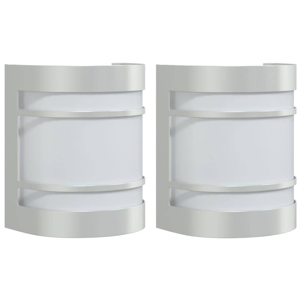 vidaXL Außenwandleuchten 2 Stk. Silbern Edelstahl