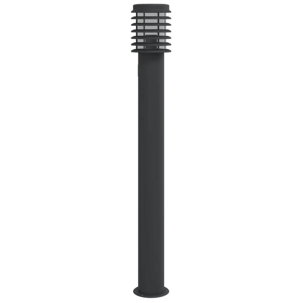 vidaXL Wegeleuchte mit Steckdose Schwarz 110 cm Edelstahl