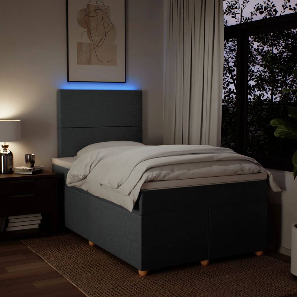 vidaXL Boxspringbett mit Matratze Dunkelgrau 120x190 cm Stoff