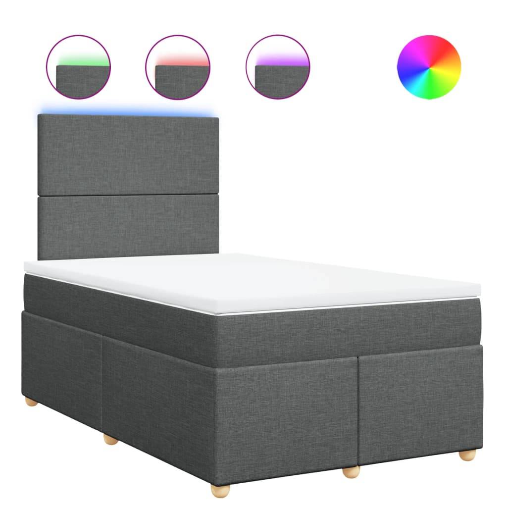 vidaXL Boxspringbett mit Matratze Dunkelgrau 120x190 cm Stoff