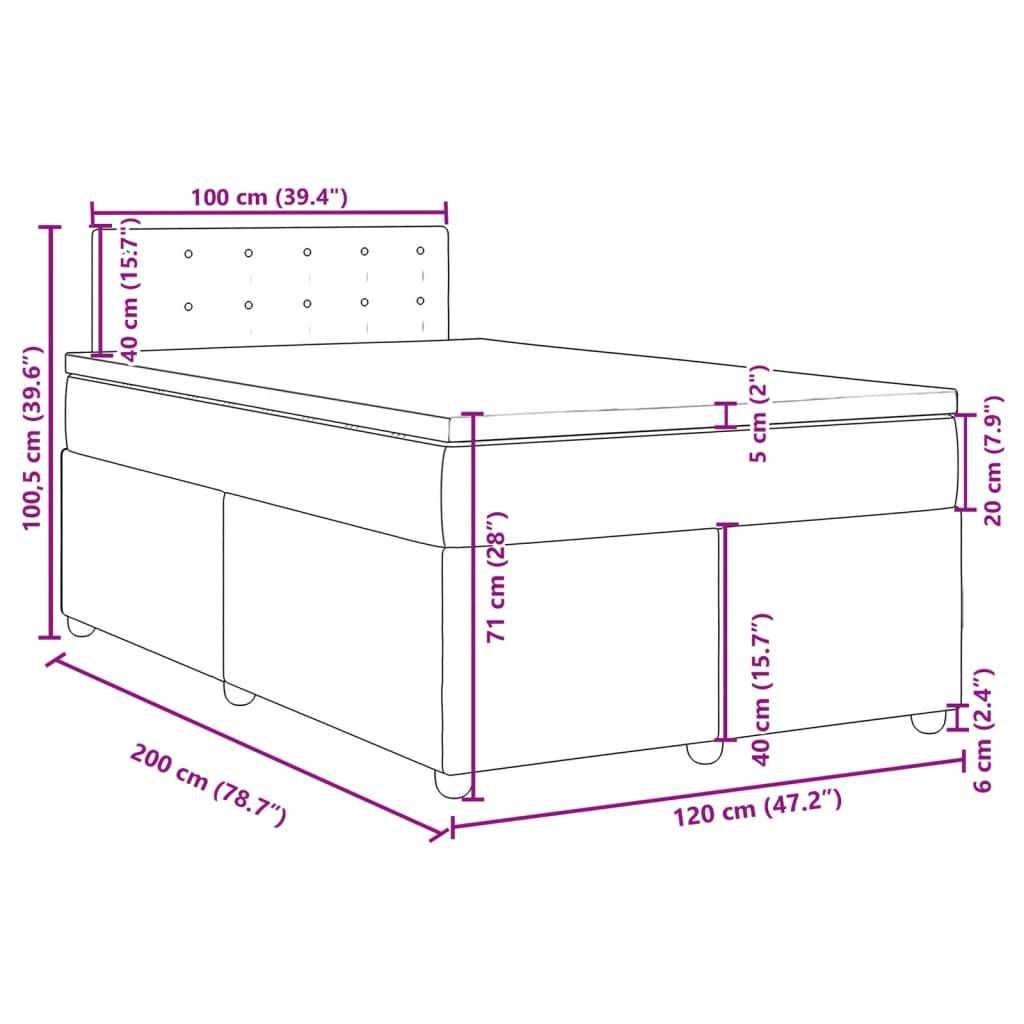 vidaXL Boxspringbett mit Matratze Dunkelgrau 120x200 cm Stoff
