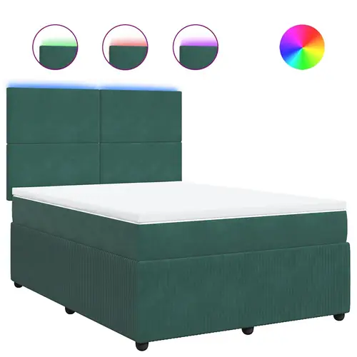vidaXL Boxspringbett mit Matratze Dunkelgrün 160x200 cm Samt vidaXL Boxspringbett mit Matratze Dunkelgrün 160x200 cm Samt