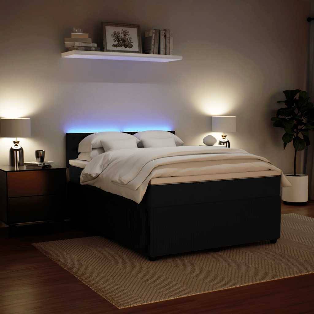 vidaXL Boxspringbett mit Matratze Schwarz 140x200 cm Samt