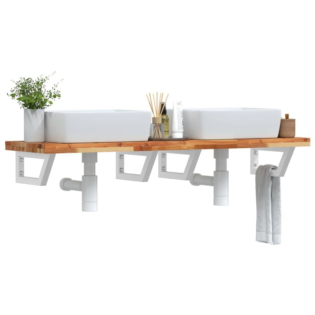 vidaXL Waschbeckenregal Wandmontage Stahl und Akazienholz