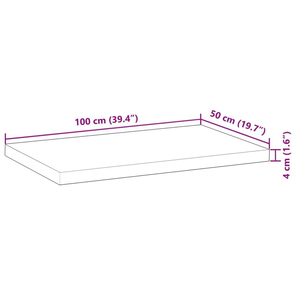 vidaXL Waschtischplatte Unbehandelt 100x50x4 cm Massivholz Akazie