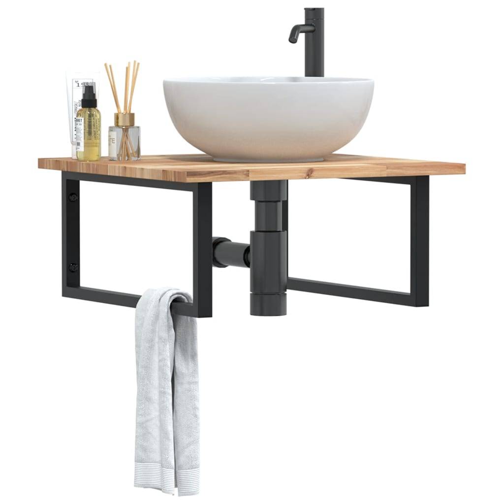 vidaXL Waschbeckenregal Wandmontage Stahl und Akazienholz