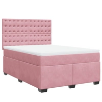 vidaXL Boxspringbett mit Matratze Rosa 160x200 cm Samt vidaXL Boxspringbett mit Matratze Rosa 160x200 cm Samt