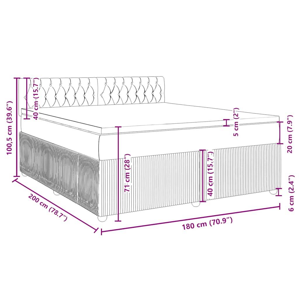 vidaXL Boxspringbett mit Matratze Schwarz 180x200 cm Samt