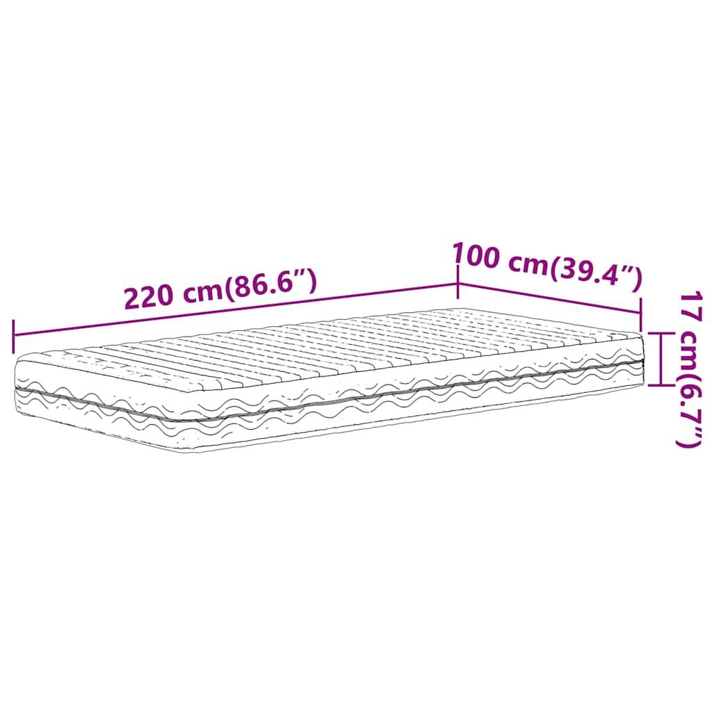 vidaXL Schaumstoffmatratze Weiß 100x220 cm Härtegrad H2 H3