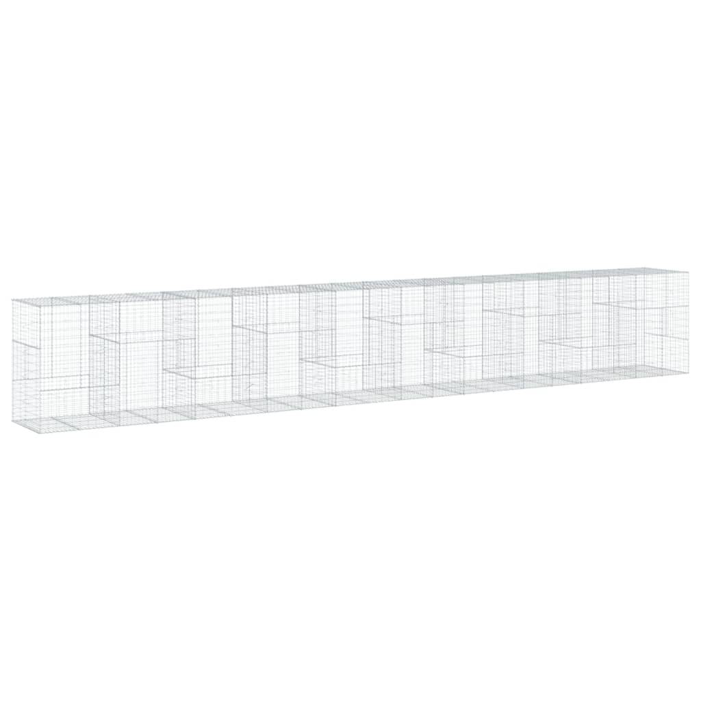 vidaXL Gabione mit Deckel 1000x100x150 cm Verzinktes Eisen