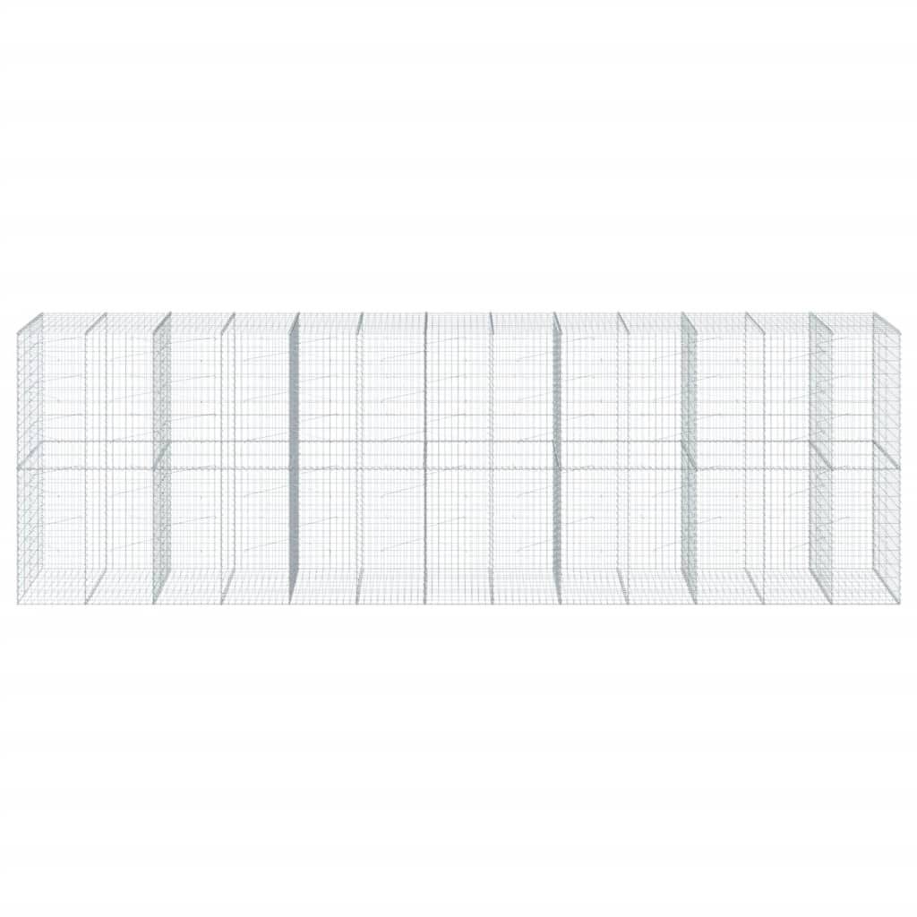 vidaXL Gabione mit Deckel 650x100x200 cm Verzinktes Eisen