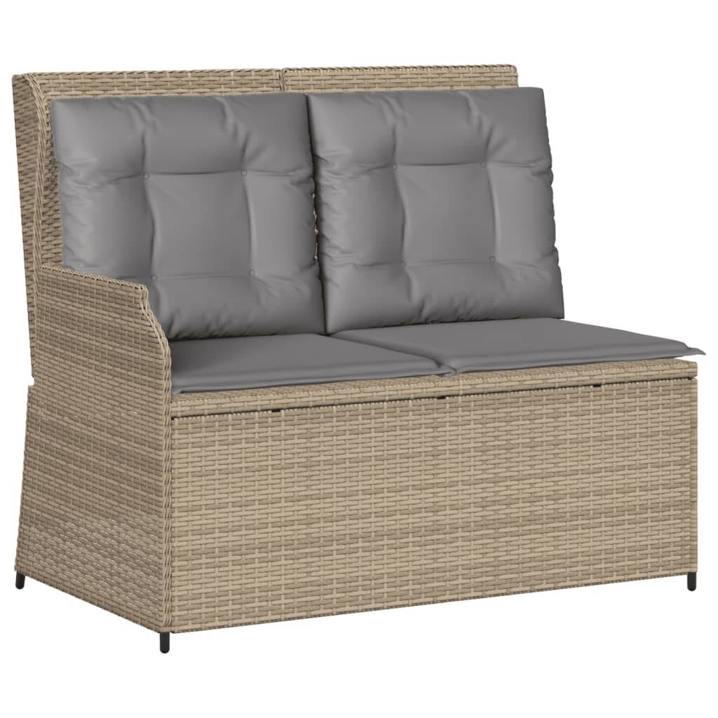 vidaXL 5-tlg. Garten-Lounge-Set mit Kissen Beige Poly Rattan