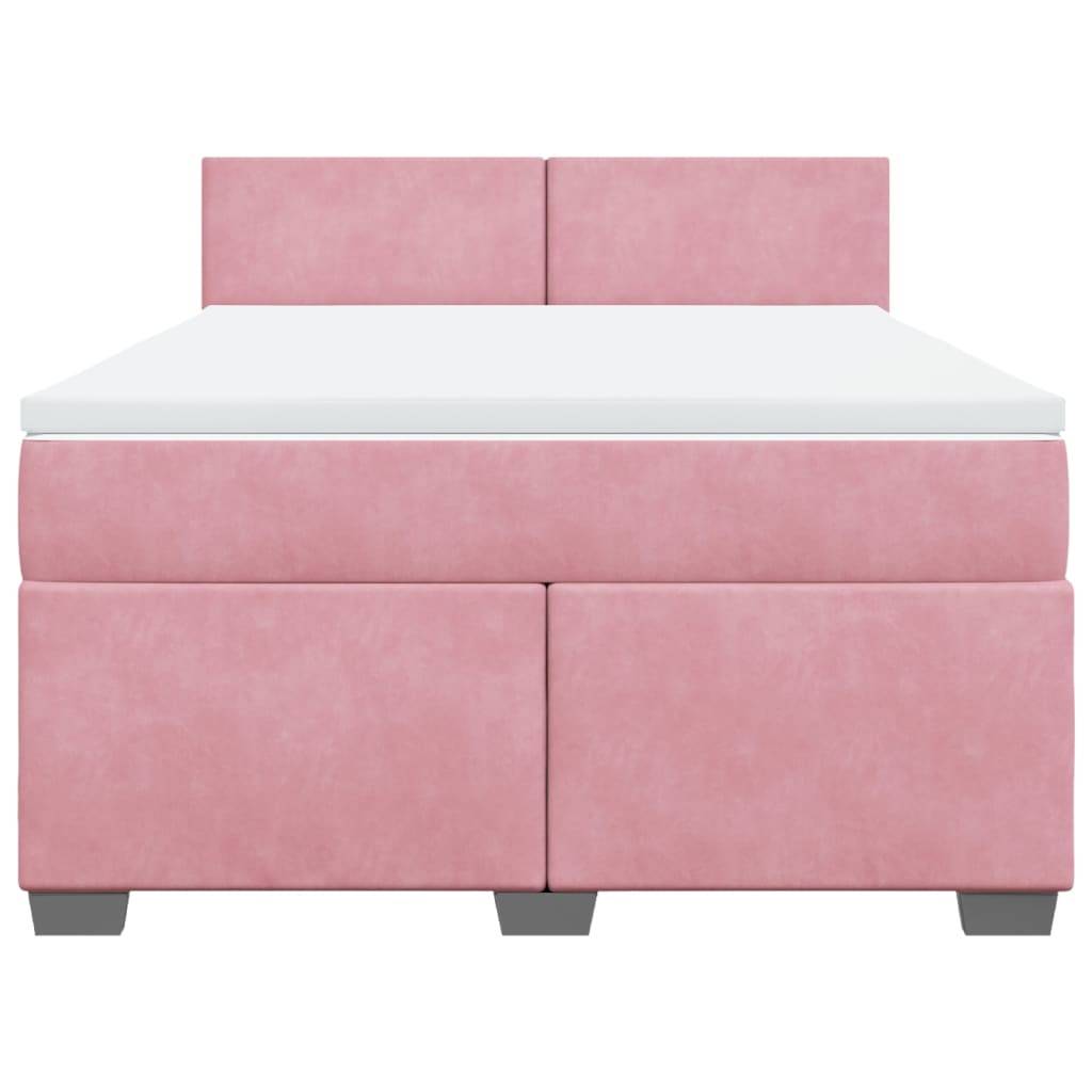 vidaXL Boxspringbett mit Matratze Rosa 160x200 cm Samt