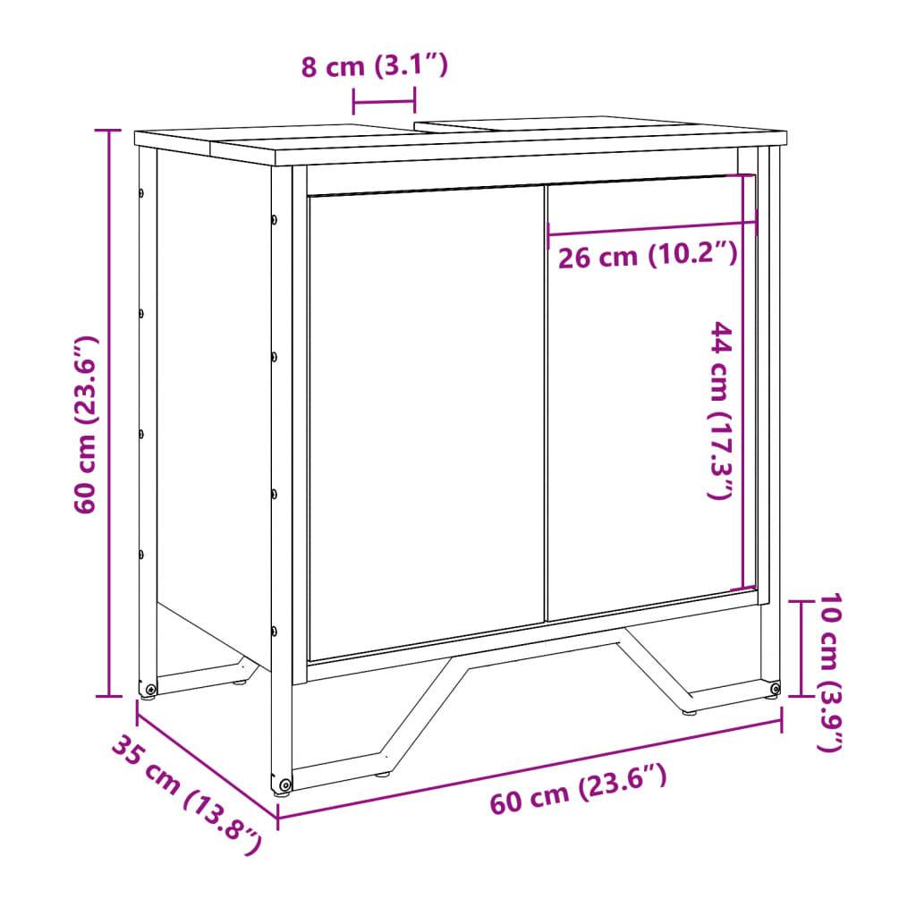 vidaXL Waschbeckenunterschrank Sonoma-Eiche 60x35x60 cm Holzwerkstoff