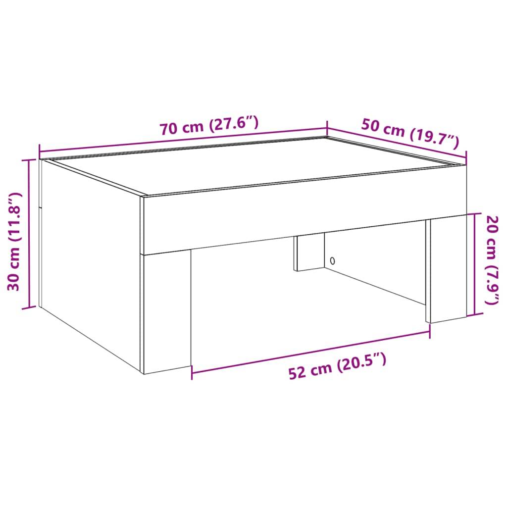vidaXL Couchtisch mit Infinity-LED Weiß 70x50x30 cm
