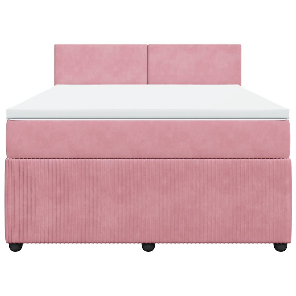 vidaXL Boxspringbett mit Matratze Rosa 160x200 cm Samt