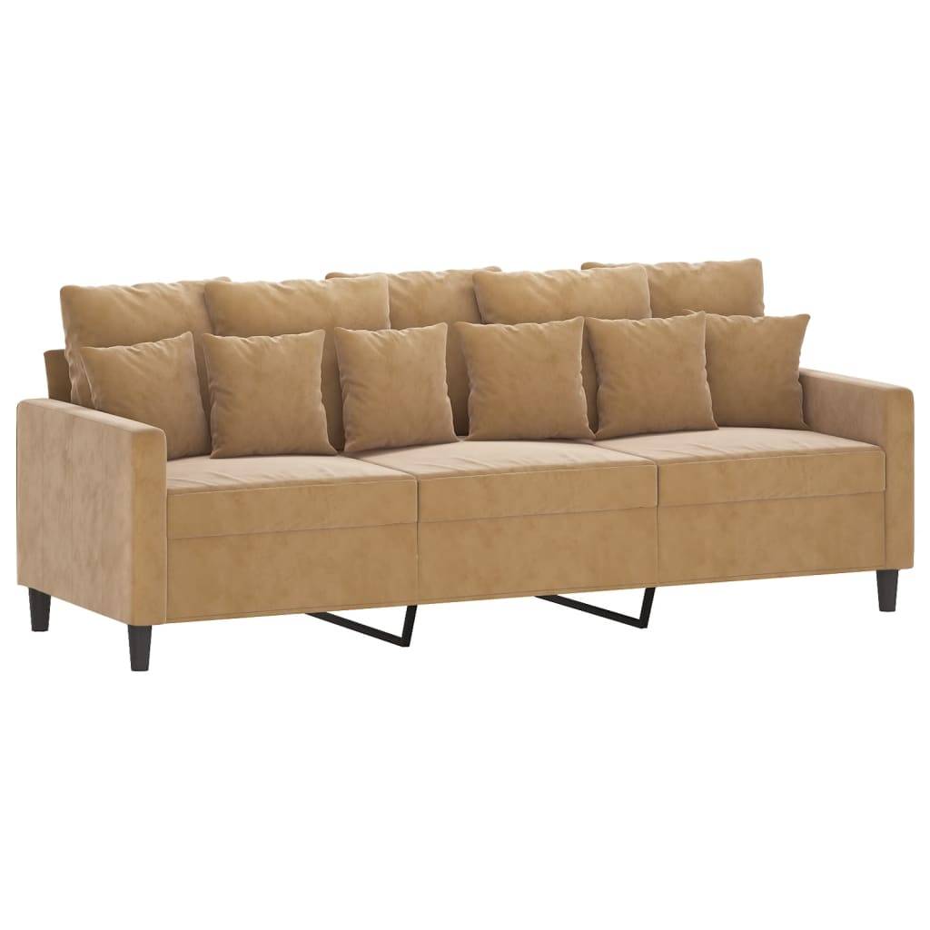 vidaXL 3-Sitzer-Sofa mit Hocker Braun 180 cm Samt