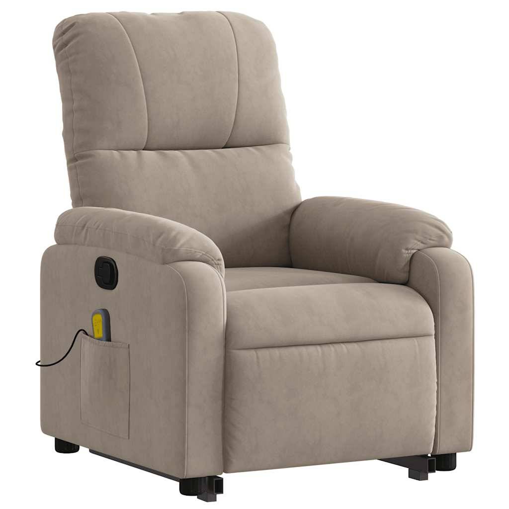 vidaXL Massagesessel mit Aufstehhilfe Taupe Mikrofasergewebe