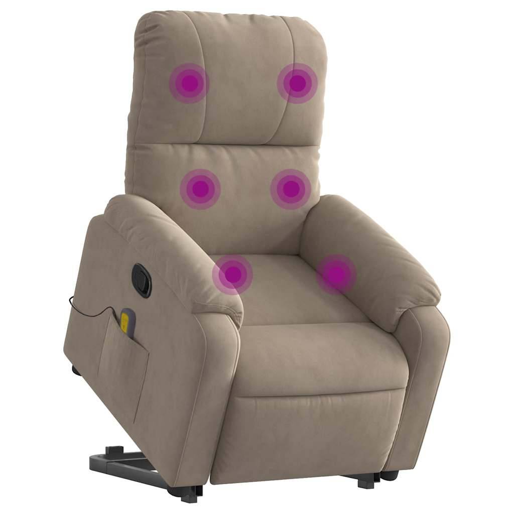 vidaXL Massagesessel mit Aufstehhilfe Taupe Mikrofasergewebe