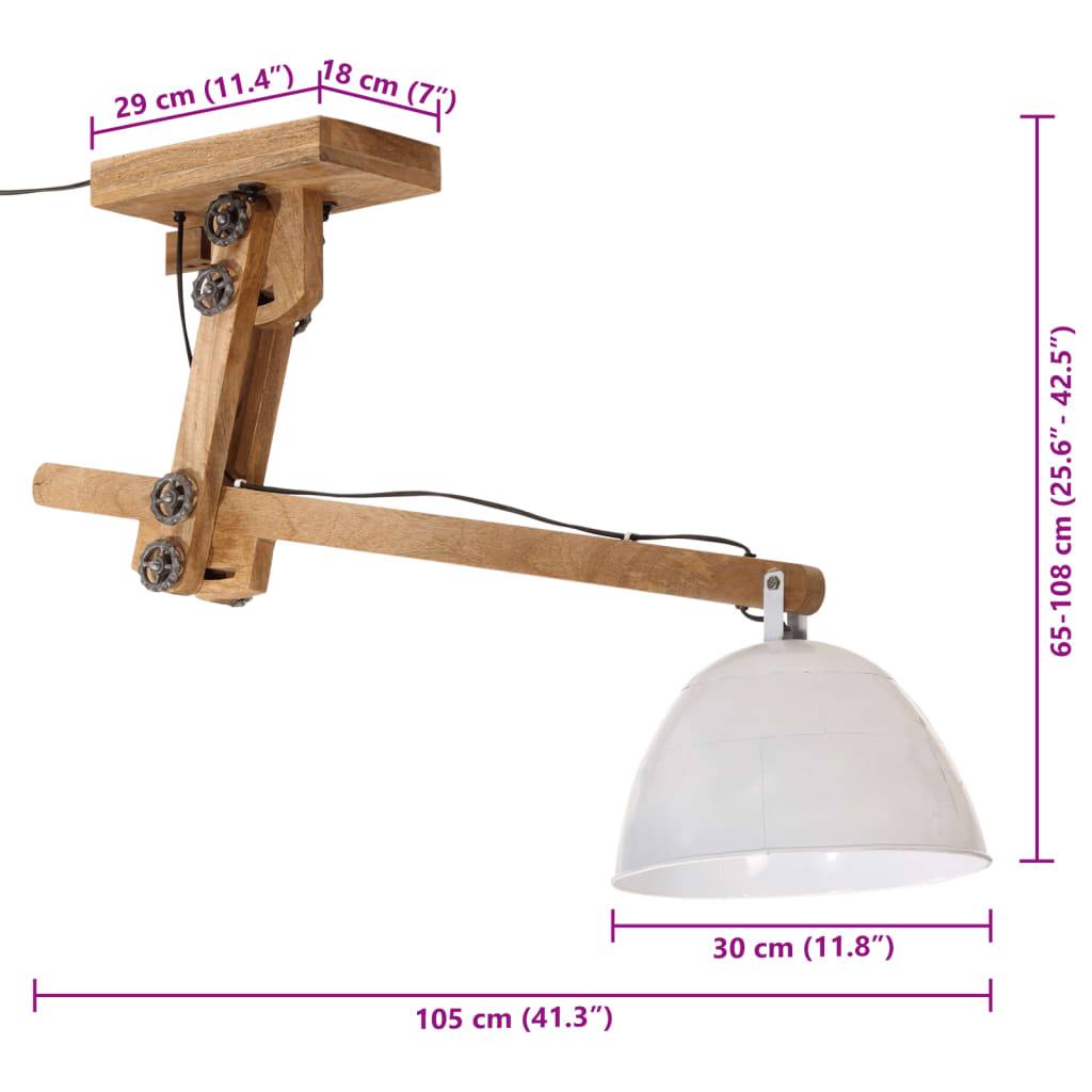 vidaXL Deckenleuchte 25 W Weiß 105x30x65-108 cm E27