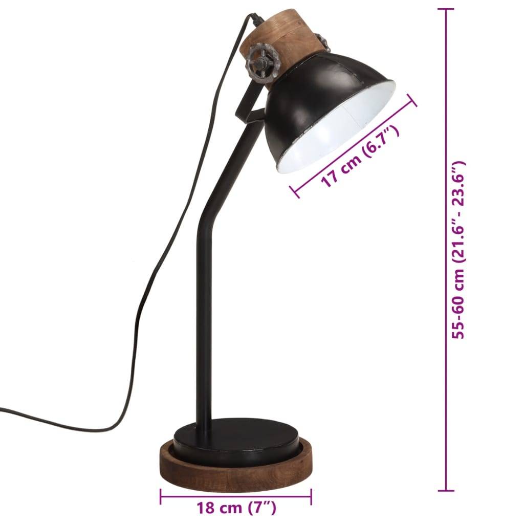vidaXL Schreibtischlampe 25 W Schwarz 18x18x60 cm E27