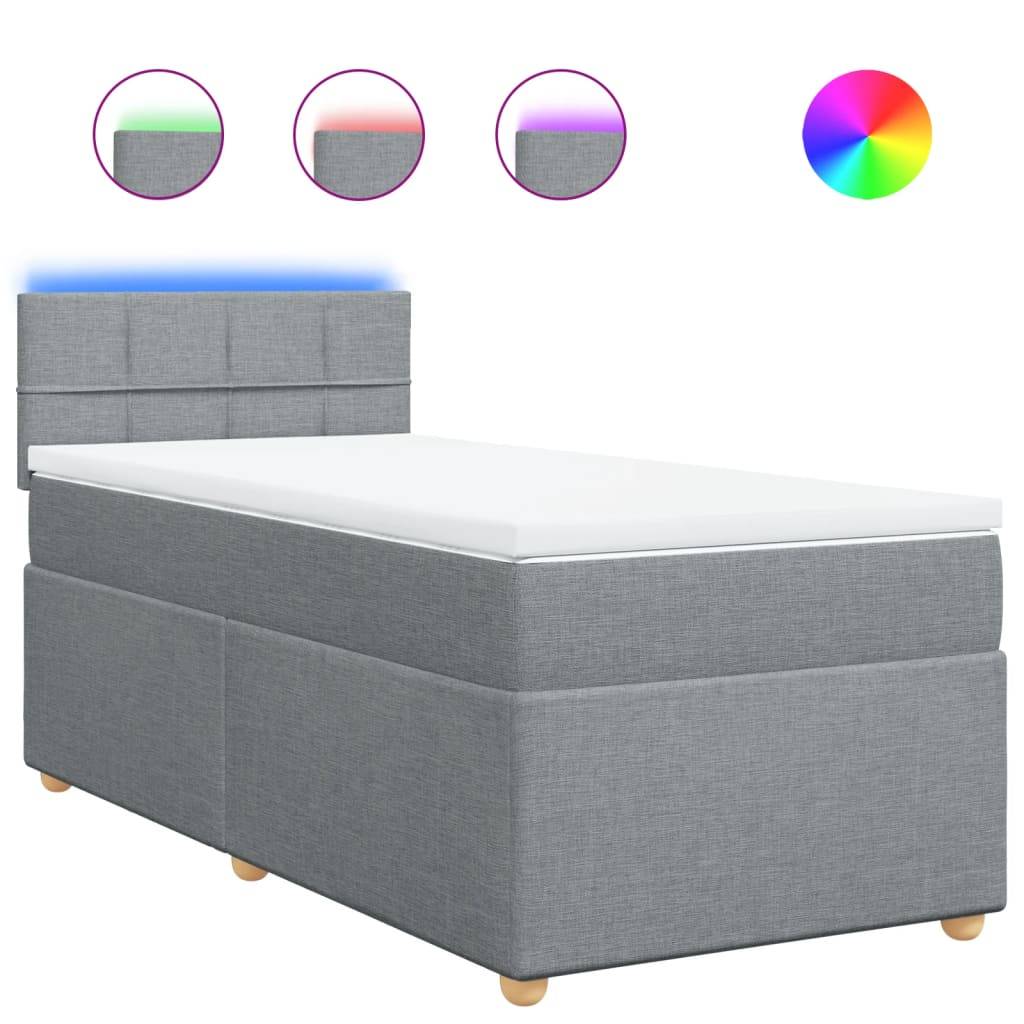 vidaXL Boxspringbett mit Matratze Hellgrau 90x190 cm Stoff