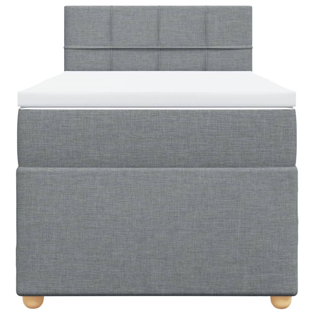 vidaXL Boxspringbett mit Matratze Hellgrau 90x200 cm Stoff