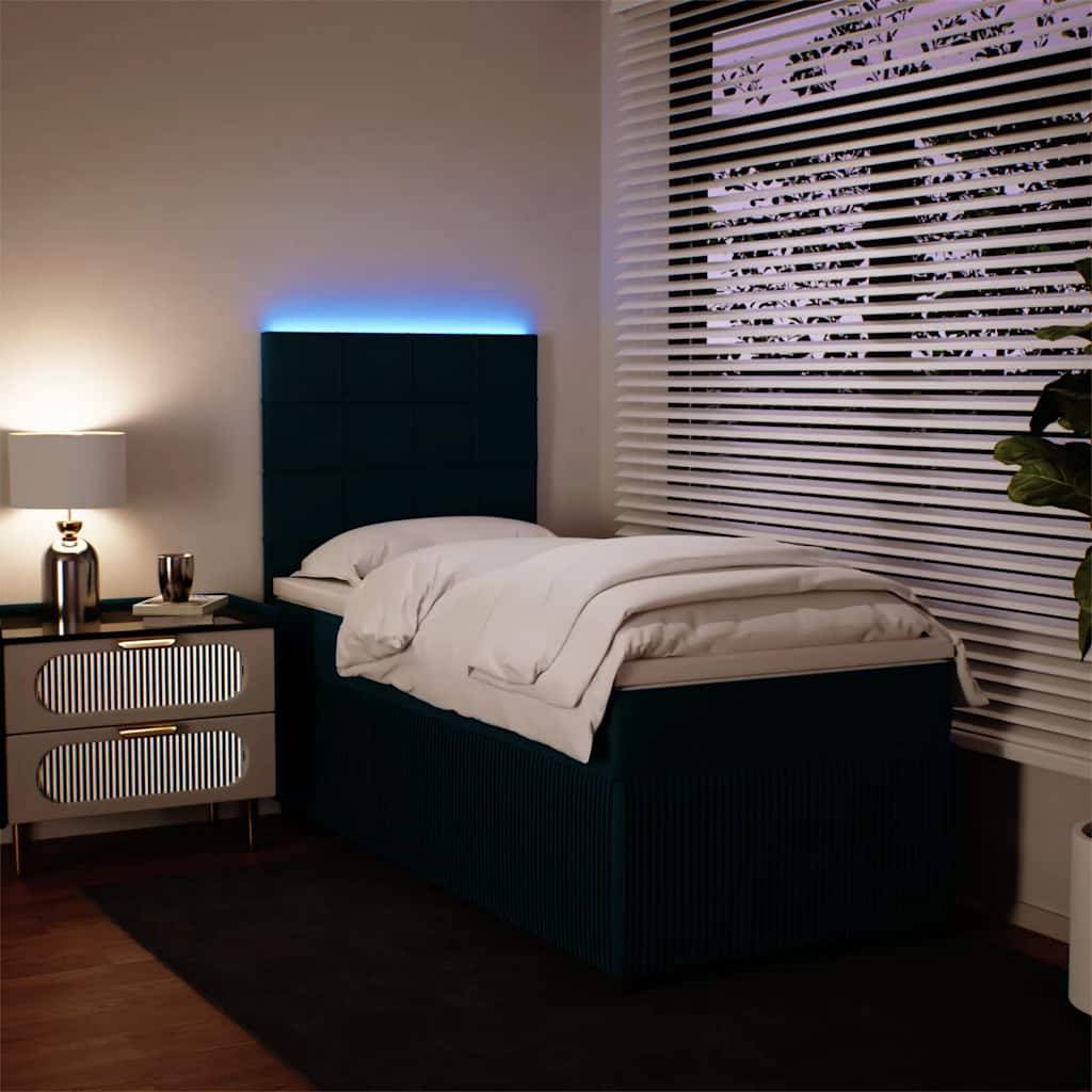 vidaXL Boxspringbett mit Matratze Blau 90x200 cm Samt