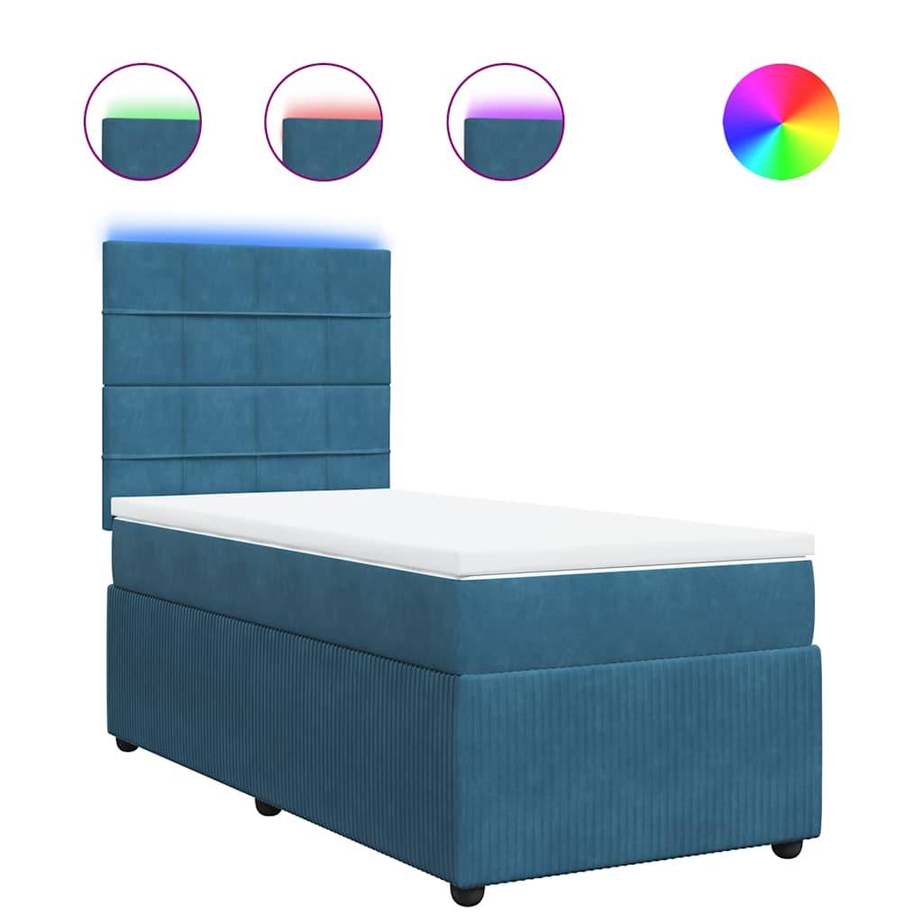 vidaXL Boxspringbett mit Matratze Blau 90x200 cm Samt
