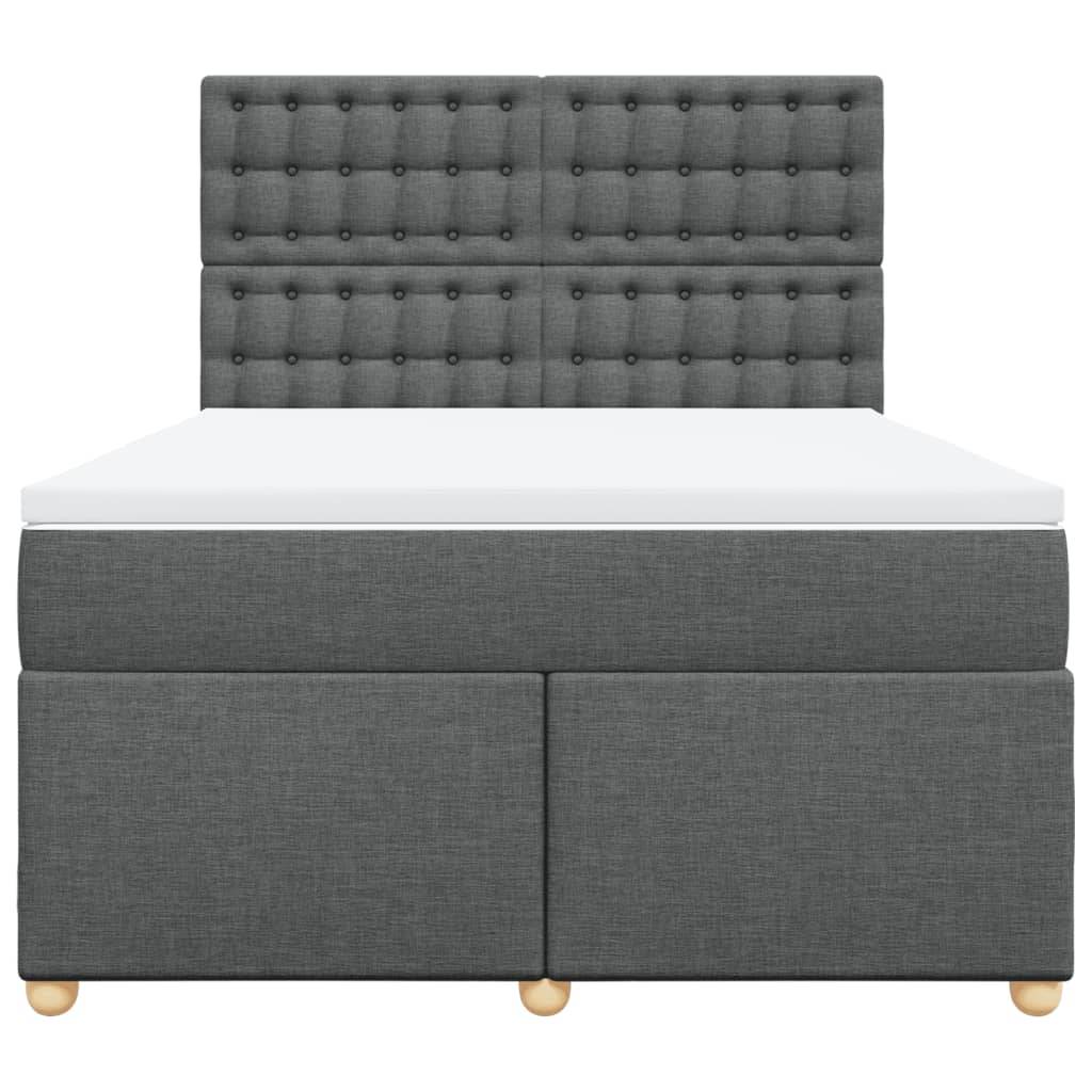 vidaXL Boxspringbett mit Matratze Dunkelgrau 140x200 cm Stoff