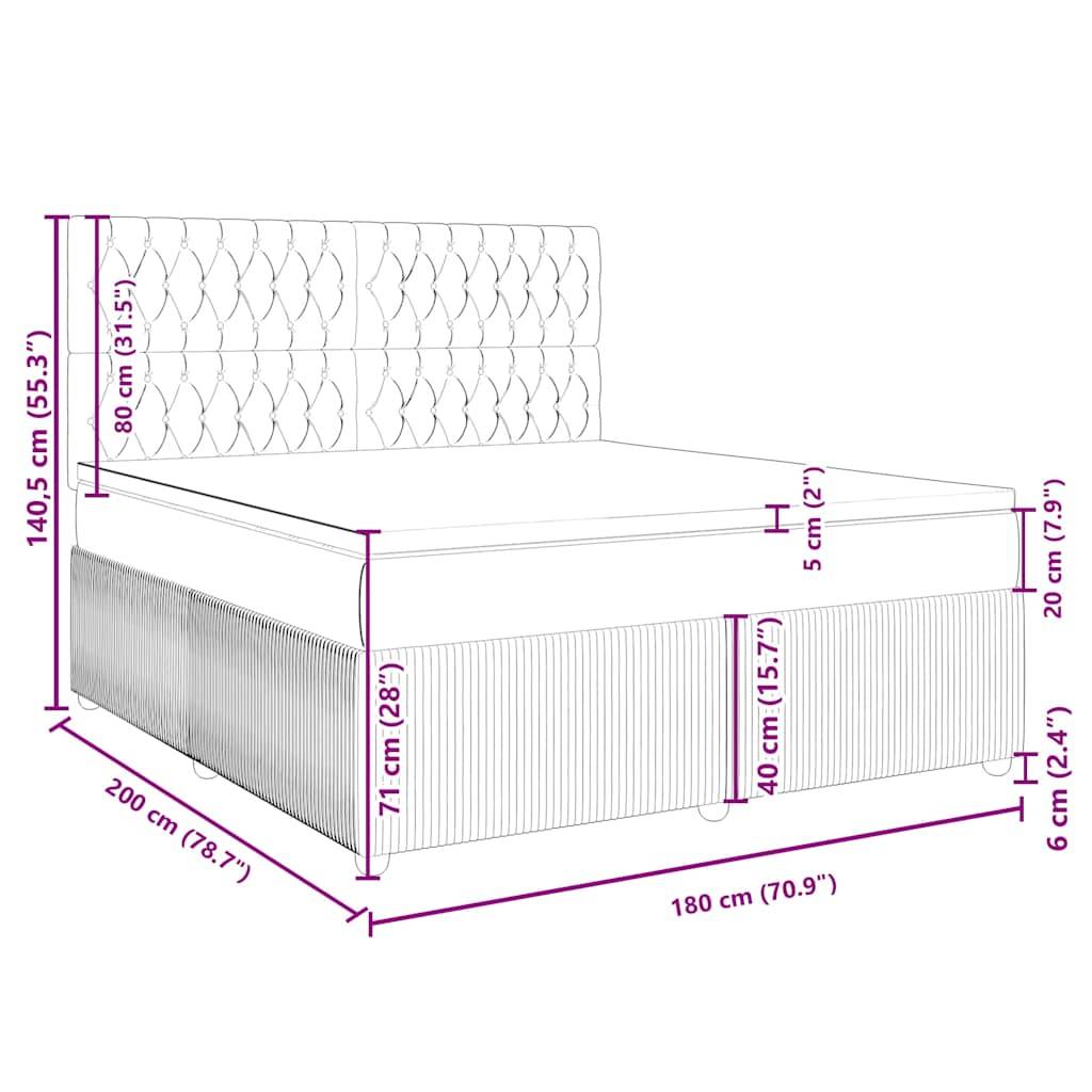 vidaXL Boxspringbett mit Matratze Schwarz 180x200 cm Stoff