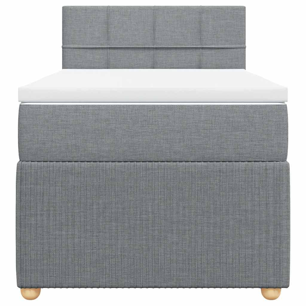 vidaXL Boxspringbett mit Matratze Hellgrau 90x190 cm Stoff
