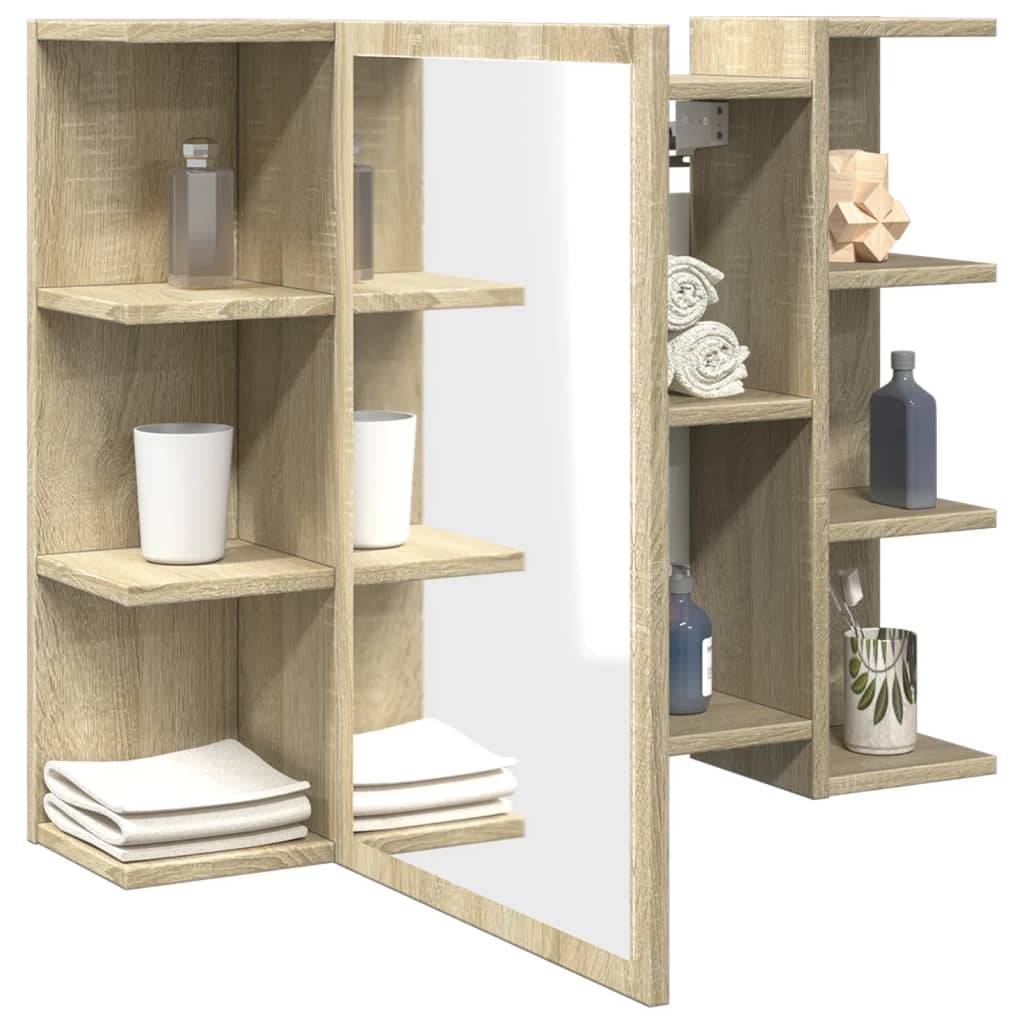 vidaXL Bad-Spiegelschrank Sonoma-Eiche 80x20,5x64 cm Holzwerkstoff