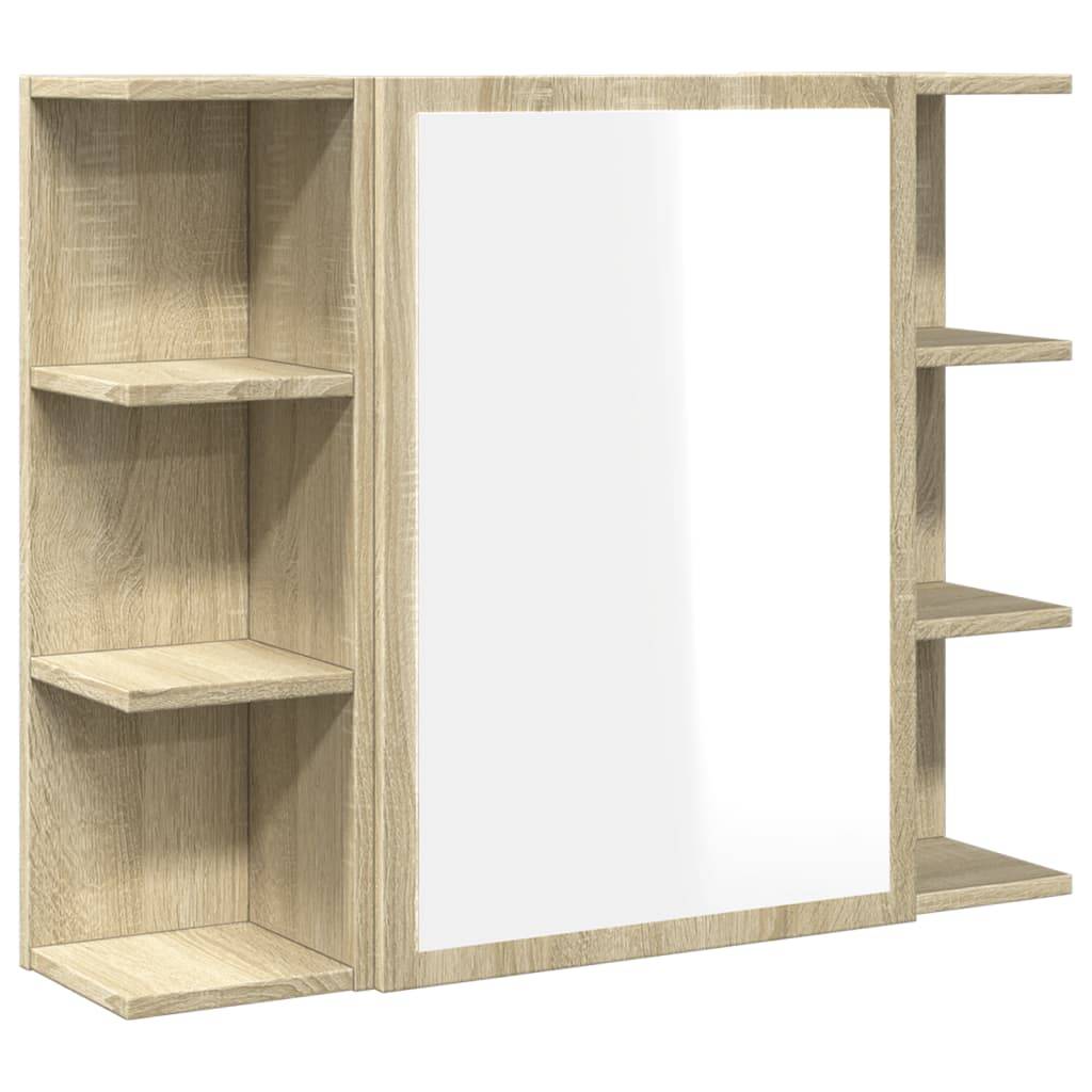 vidaXL Bad-Spiegelschrank Sonoma-Eiche 80x20,5x64 cm Holzwerkstoff