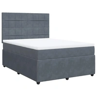 vidaXL Boxspringbett mit Matratze Dunkelgrau 140x200 cm Samt vidaXL Boxspringbett mit Matratze Dunkelgrau 140x200 cm Samt