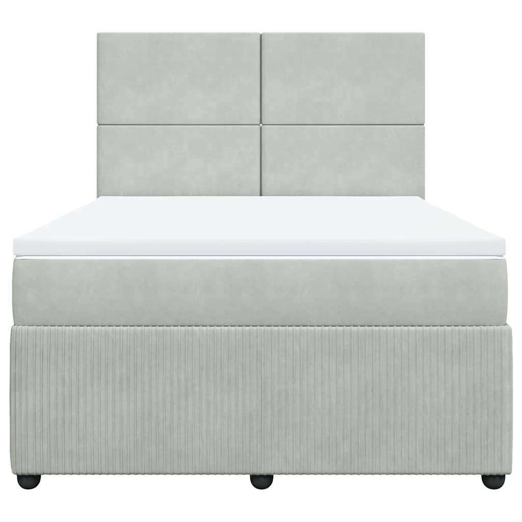 vidaXL Boxspringbett mit Matratze Hellgrau 140x200 cm Samt