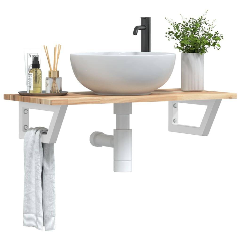 vidaXL Waschbeckenregal Wandmontage Stahl und Akazienholz